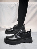 Men Casual Low-Cut Wear-Resistant Leather Shoes, All Season Work Shoes With Multi-Functional Design