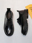 Men Casual Low-Cut Wear-Resistant Leather Shoes, All Season Work Shoes With Multi-Functional Design