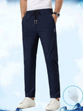 Men's Summer Vacation Casual Solid Color Ice Silk Trousers - MapleCo