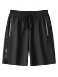 Hidkat Men's Zipper Pocket Quick-Drying Shorts, Casual Slightly Stretch Breathable Drawstring Shorts For Summer Outdoor