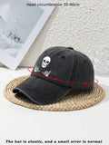 Unisex Outdoor Fashionable Skull Printed Baseball Cap, Sun Protection And Adjustable Street Halloween Skeleton