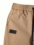 Manfinity Homme Manfinity Homme Men's Solid Color Drawstring Khaki Pants - MapleCo