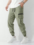 Men Drawstring Waist Cargo Pants - MapleCo