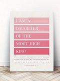 SURELIFE 1Pc Pink Bible Verse I Am A Daughter Of The Most High King Wall Art Prints Canvas Painting For Living Room