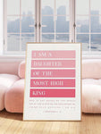 SURELIFE 1Pc Pink Bible Verse I Am A Daughter Of The Most High King Wall Art Prints Canvas Painting For Living Room