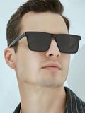 1pc Black Fashionable Square Anti-UV Fashion Glasses For Men, Suitable For Driving