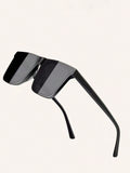 1pc Black Fashionable Square Anti-UV Fashion Glasses For Men, Suitable For Driving