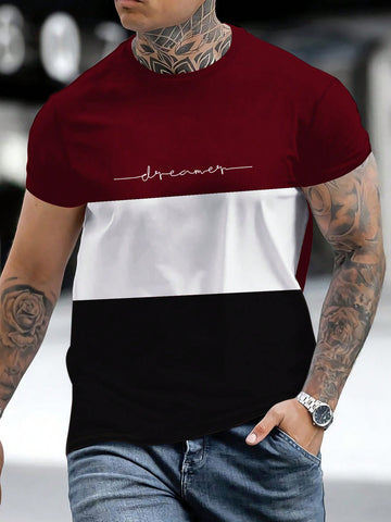 Manfinity Homme Men Letter Graphic Colorblock Tee