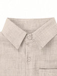 Men's Summer Solid Color Short Sleeve Casual Button Down Shirt - MapleCo