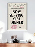 SURELIFE Girl Dinner College Apartment Canvas Poster Print Funny Kitchen Prints Guest Check Poster Pink Bar Cart Decor, Black Cocktail Wall Art Cute Chef Gifts