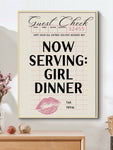 SURELIFE Girl Dinner College Apartment Canvas Poster Print Funny Kitchen Prints Guest Check Poster Pink Bar Cart Decor, Black Cocktail Wall Art Cute Chef Gifts