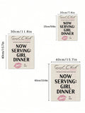 SURELIFE Girl Dinner College Apartment Canvas Poster Print Funny Kitchen Prints Guest Check Poster Pink Bar Cart Decor, Black Cocktail Wall Art Cute Chef Gifts