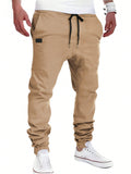 Manfinity Homme Manfinity Homme Men's Solid Color Drawstring Khaki Pants - MapleCo