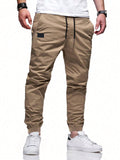 Manfinity Homme Men's 2Pcs Casual Drawstring Waist Slant Pocket Jogger Pants Long Slacks Plain Khaki Going Out - MapleCo