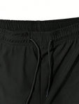 Quick Drying Comfy Shorts, Men's Casual Non Stretch Elastic Waist Drawstring Shorts For Summer Gym Workout Training