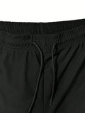 Quick Drying Comfy Shorts, Men's Casual Non Stretch Elastic Waist Drawstring Shorts For Summer Gym Workout Training