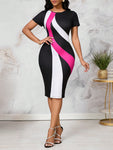 SHEIN Lady Color Block Stripe Hot Pink