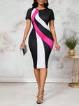 SHEIN Lady Color Block Stripe Hot Pink