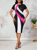 SHEIN Lady Color Block Stripe Hot Pink