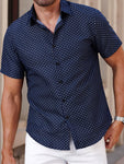 Manfinity Bizformal Men's Short Sleeve Geometric Print Daily Casual Shirt, Summer - MapleCo