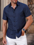 Manfinity Bizformal Men's Short Sleeve Geometric Print Daily Casual Shirt, Summer - MapleCo