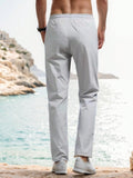 Men's Summer Vacation Casual Solid Color Ice Silk Trousers - MapleCo