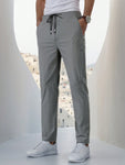 Men's Summer Vacation Casual Solid Color Ice Silk Trousers - MapleCo