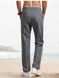 Men's Summer Vacation Casual Solid Color Ice Silk Trousers - MapleCo