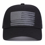 1pc Men's American Flag Embroidered Baseball Cap, Adjustable Outdoor Sun Protection Mesh Hat Suitable For Spring And Autumn Travel, Beach Parties, Trucker Hat