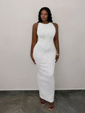 SHEIN Slayr Casual White Round Neck Sleeveless Long Bpdycon Dress