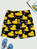 Manfinity VCAY Summer Men Casual Drawstring Waist Shorts With Small Duck Pattern