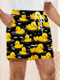 Manfinity VCAY Summer Men Casual Drawstring Waist Shorts With Small Duck Pattern