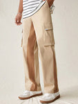 Manfinity UrbanChill Men's Woven Fashionable Casual Patchwork Straight Wide Leg Pants For Daily Wear