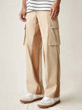 Manfinity UrbanChill Men's Woven Fashionable Casual Patchwork Straight Wide Leg Pants For Daily Wear