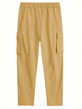 Manfinity LEGND Loose-Fitting Men's Solid Color Cargo Pants With Drawstring Waist And Pockets - MapleCo