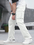 Manfinity Hypemode Men's Solid Color Casual Daily Pocket Design Long Pants - MapleCo