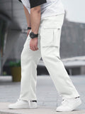 Manfinity Hypemode Men's Solid Color Casual Daily Pocket Design Long Pants - MapleCo