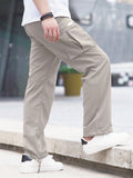 Manfinity Hypemode Men's Solid Color Casual Daily Pocket Design Long Pants - MapleCo