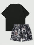 ROMWE Street Life Men's 2pcs Slogan Printed Shorts, Suitable For Daily Wear In Spring And Summer, School