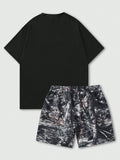 ROMWE Street Life Men's 2pcs Slogan Printed Shorts, Suitable For Daily Wear In Spring And Summer, School