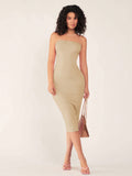 SHEIN BASICS Women'S Strapless Slim Fit Bodycon Casual Dinner Dress