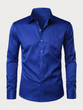 Men's Fashionable, Casual And Comfortable Business Slim Long-Sleeved Button-Down Shirt (With Pockets)