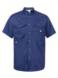 Men's Short Sleeve Fishing Shirt Moisture-Wicking Fabric Sun Protection Casual Button-Down Shirt