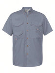 Men's Short Sleeve Fishing Shirt Moisture-Wicking Fabric Sun Protection Casual Button-Down Shirt