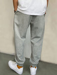 Manfinity Basics Men Slant Pocket Drawstring Waist Sweatpants Long Jogging Pants Plain Light Grey Going Out Casual