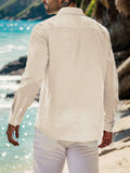 Men's Casual Cotton And Linen Button-Up Shirt Long Sleeve Shirt Suitable For Outdoor Vacation Travel