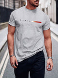 Men's Letter Print Crew Neck Short Sleeve Casual T-Shirt, Summer