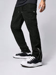 Manfinity EMRG Men's Solid Color Cargo Pants With Pockets And Zipper Hem, Casual Trendy