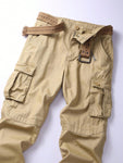 AKARMY Men's Casual Military Cargo Pants Baggy Camo Work Trousers With 6 Pockets (No Belt) - MapleCo