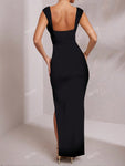 Women's Fashion Deep V-Neck Bodycon Backless Split Dress